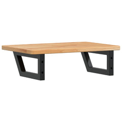 Basin Shelf Wall Mounted Steel and Solid Wood Oak Trapezium Height 2.5 cm Width 60 cm Light brown and black