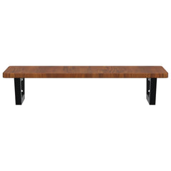 Basin Shelf Wall Mounted Steel and Solid Wood Oak Trapezium Height 2.5 cm Width 80 cm Dark brown and black