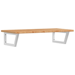 Basin Shelf Wall Mounted Steel and Solid Wood Oak Trapezium Height 2.5 cm Width 100 cm Light brown and white 50 cm