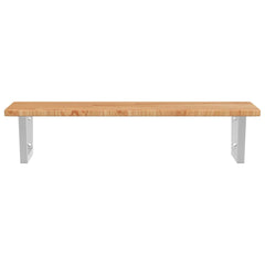 Basin Shelf Wall Mounted Steel and Solid Wood Oak Trapezium Height 2.5 cm Width 100 cm Light brown and white 50 cm