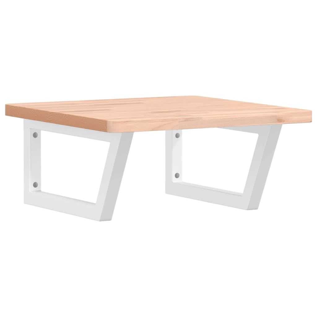vidaXL Basin Shelf Wall Mounted Steel and Solid Wood Beech 2