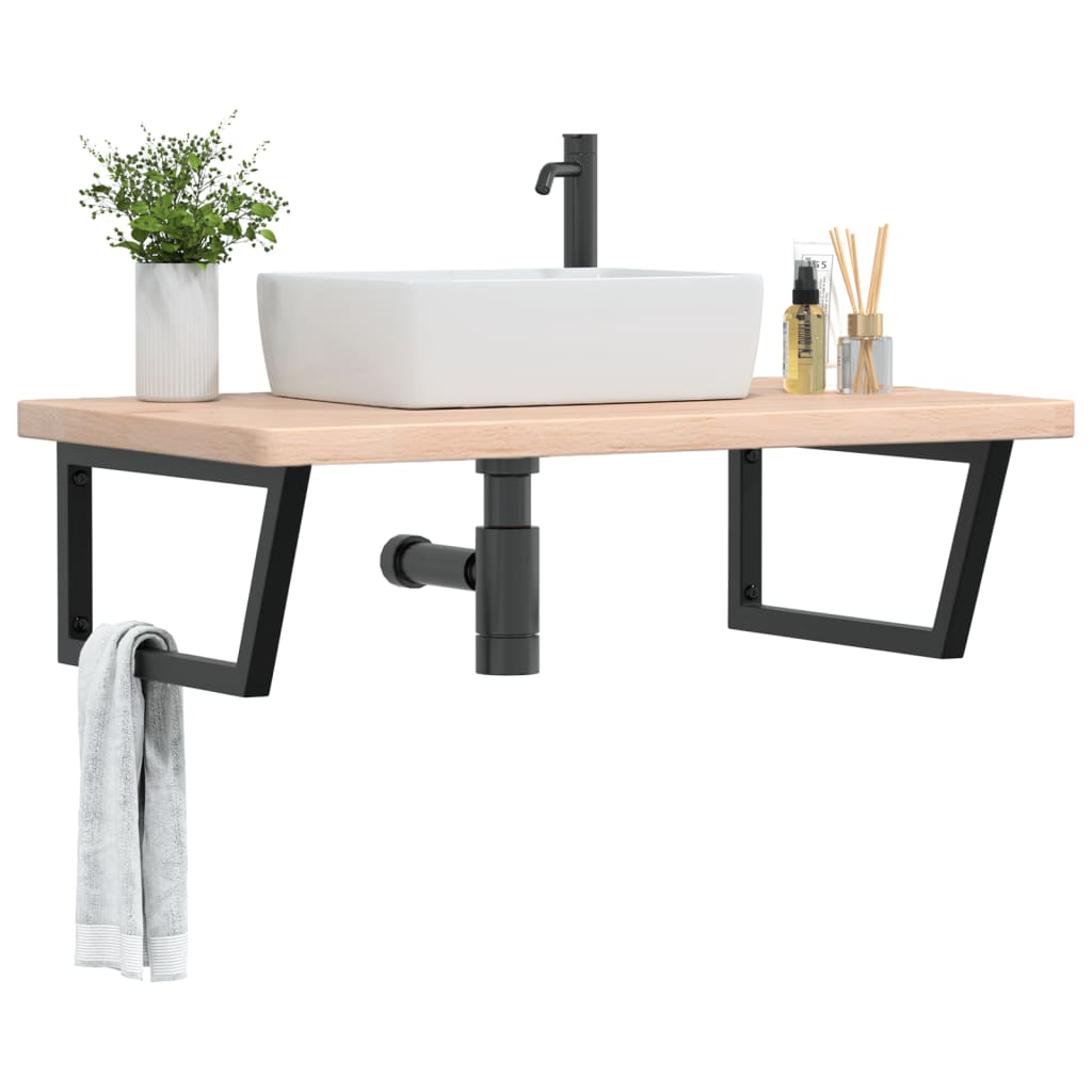 vidaXL Basin Shelf Wall Mounted Steel and Solid Wood Oak 1