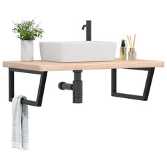 vidaXL Basin Shelf Wall Mounted Steel and Solid Wood Oak 1