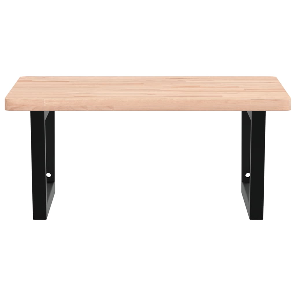 Basin Shelf Wall Mounted Steel and Solid Wood Beech Trapezium Width 60 cm Brown and black