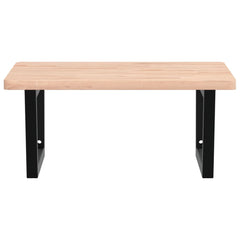 Basin Shelf Wall Mounted Steel and Solid Wood Beech Trapezium Width 60 cm Brown and black