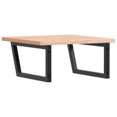 Basin Shelf Wall Mounted Steel and Solid Wood Beech Trapezium Width 60 cm Brown and black