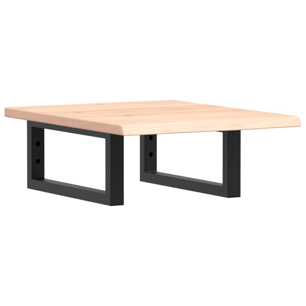 Basin Shelf Wall Mounted Steel and Solid Wood Oak Rectangular Depth 50 cm Width 40 cm Brown and black