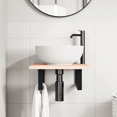 vidaXL Basin Shelf Wall Mounted Steel and Solid Wood Oak 3