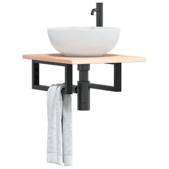 vidaXL Basin Shelf Wall Mounted Steel and Solid Wood Oak 1