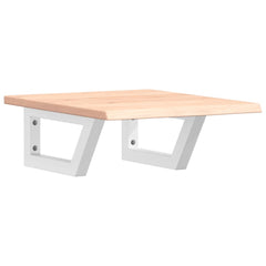 Basin Shelf Wall Mounted Steel and Solid Wood Oak Trapezium Depth 50 cm Width 40 cm Brown and white