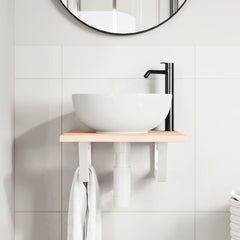 vidaXL Basin Shelf Wall Mounted Steel and Solid Wood Oak 3