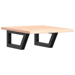 Basin Shelf Wall Mounted Steel and Solid Wood Oak Trapezium Depth 50 cm Width 40 cm Brown and black