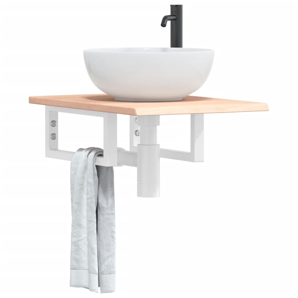 vidaXL Basin Shelf Wall Mounted Steel and Solid Wood Oak 1
