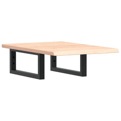 Basin Shelf Wall Mounted Steel and Solid Wood Oak Rectangular Depth 60 cm Brown and black