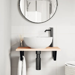vidaXL Basin Shelf Wall Mounted Steel and Solid Wood Oak 3