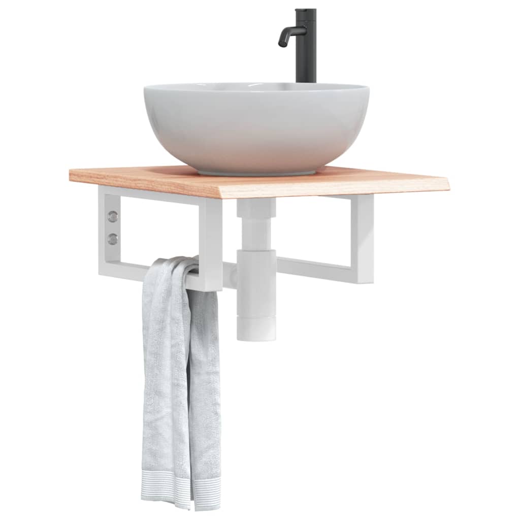 vidaXL Basin Shelf Wall Mounted Steel and Solid Wood Oak Rectangular Depth 50 cm Width 40 cm