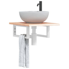 vidaXL Basin Shelf Wall Mounted Steel and Solid Wood Oak Rectangular Depth 50 cm Width 40 cm
