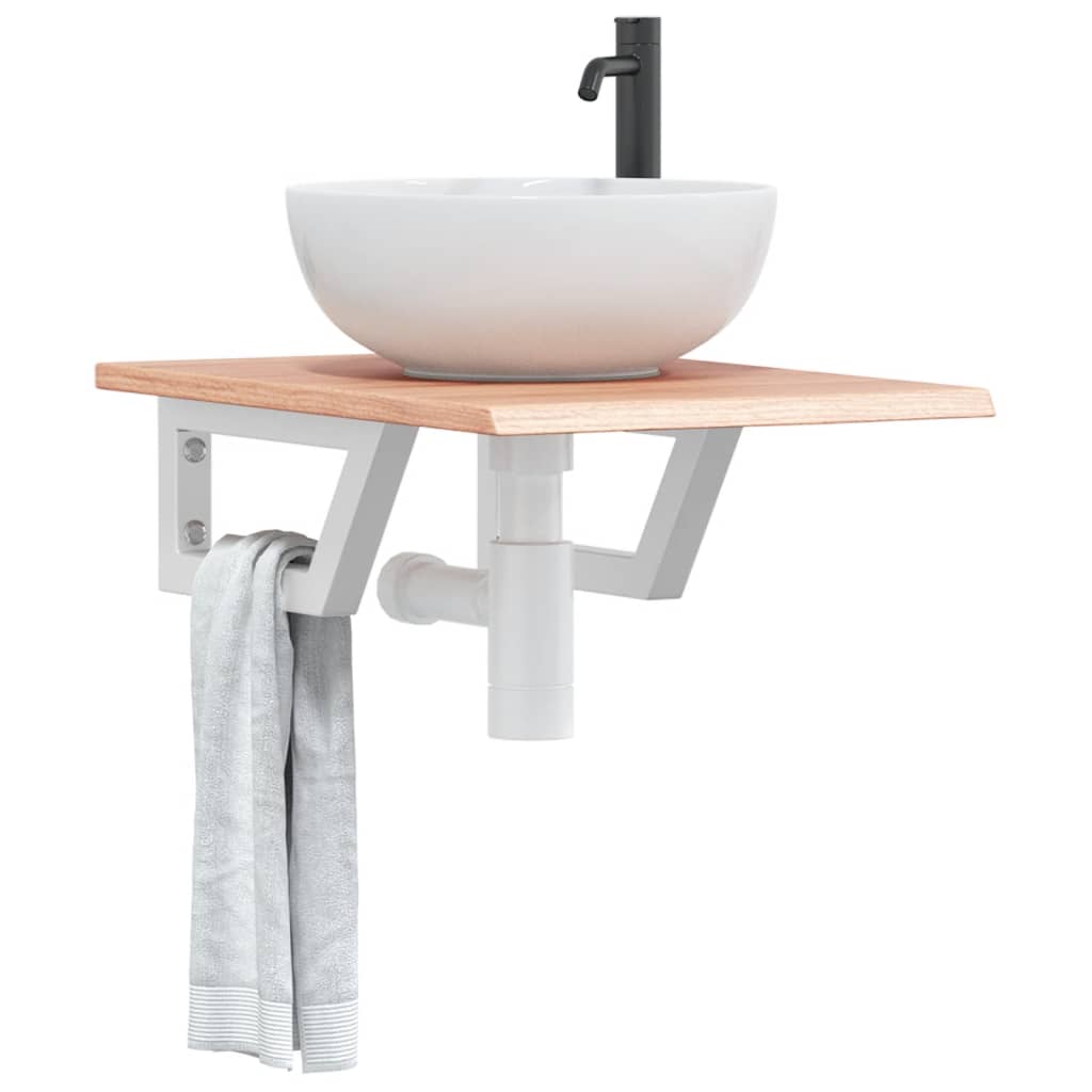 vidaXL Basin Shelf Wall Mounted Steel and Solid Wood Oak 1