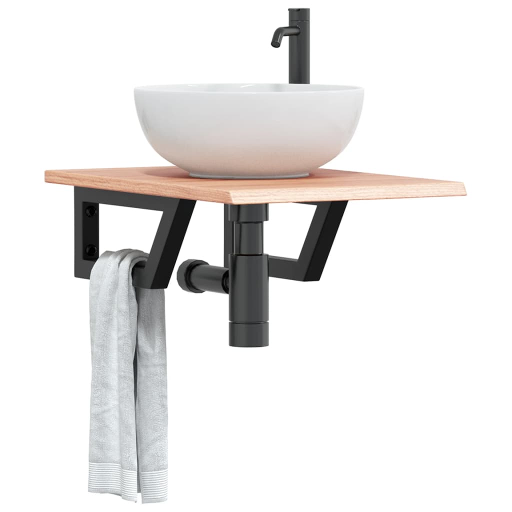 vidaXL Basin Shelf Wall Mounted Steel and Solid Wood Oak 1