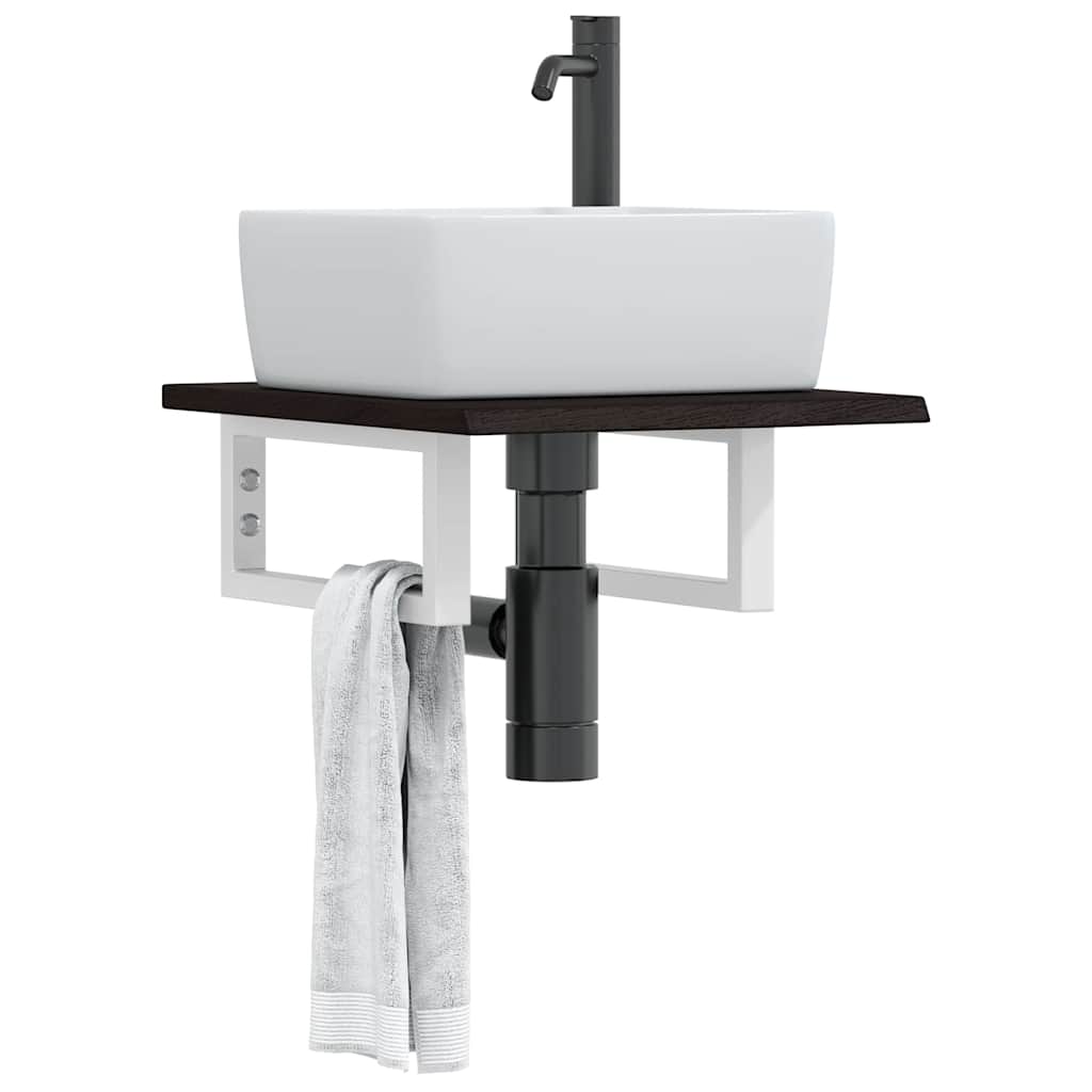 vidaXL Basin Shelf Wall Mounted Steel and Solid Wood Oak Rectangular Depth 50 cm Width 40 cm
