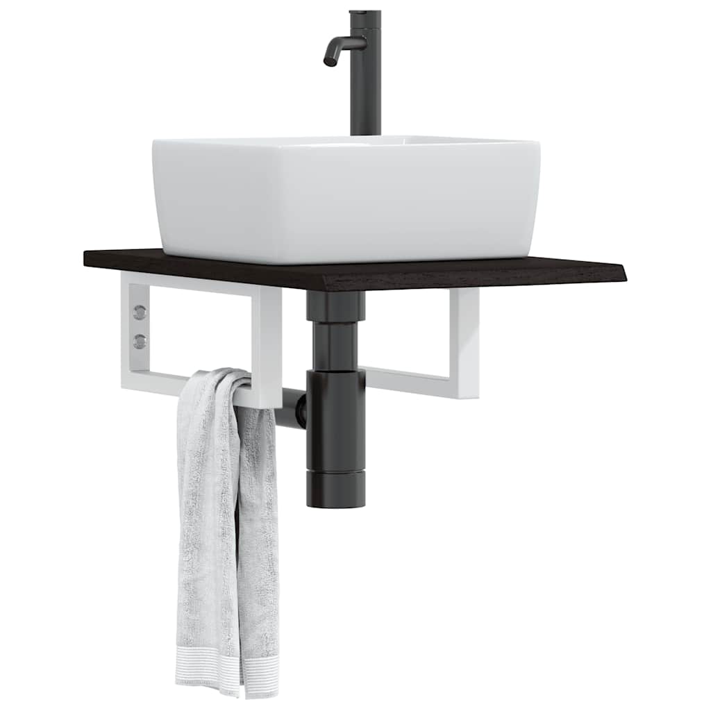 vidaXL Basin Shelf Wall Mounted Steel and Solid Wood Oak Rectangular Depth 60 cm