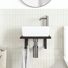 vidaXL Basin Shelf Wall Mounted Steel and Solid Wood Oak 3