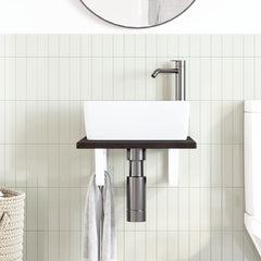vidaXL Basin Shelf Wall Mounted Steel and Solid Wood Oak 3