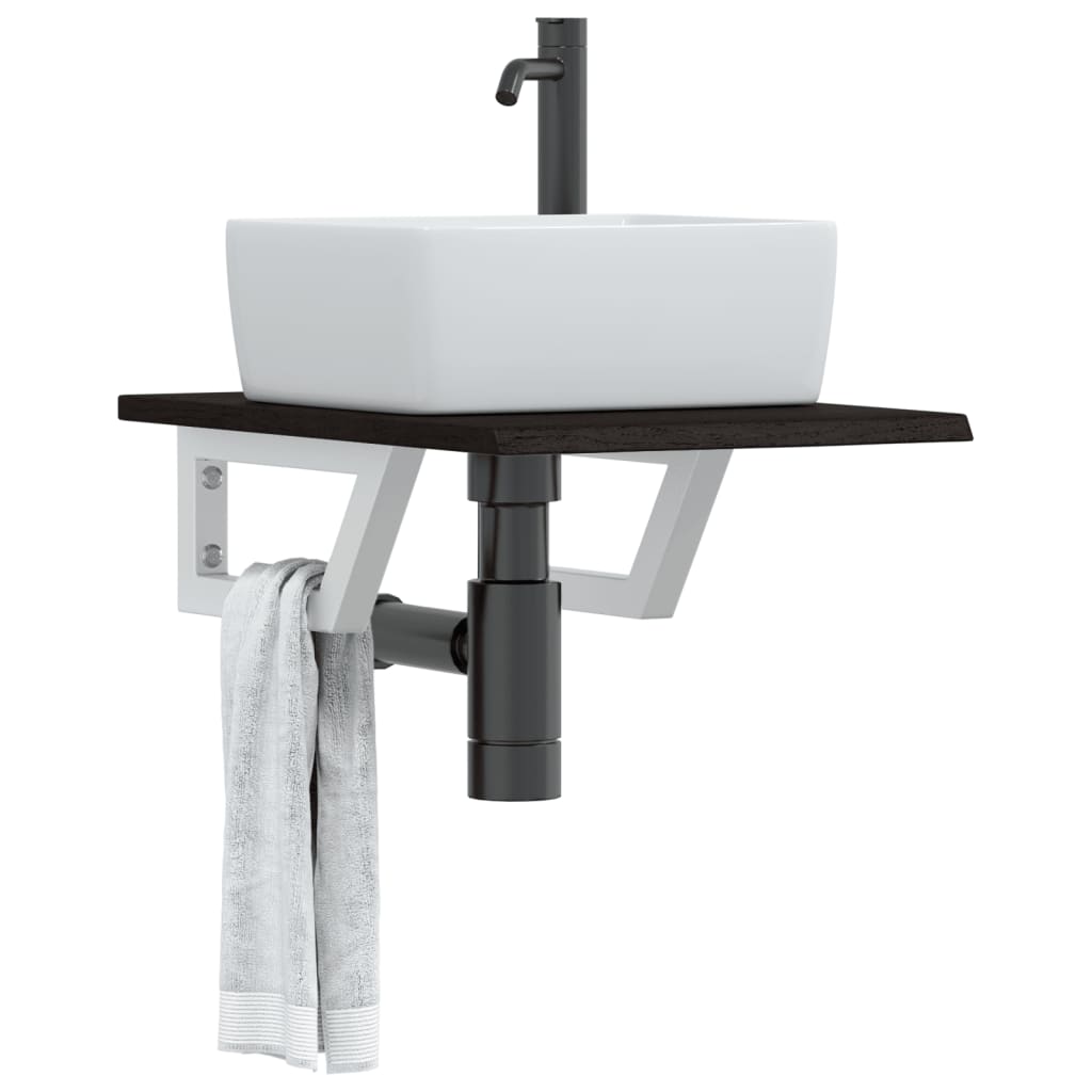 vidaXL Basin Shelf Wall Mounted Steel and Solid Wood Oak 1