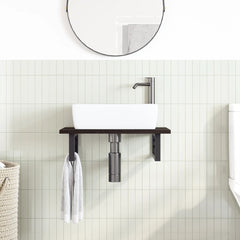 vidaXL Basin Shelf Wall Mounted Steel and Solid Wood Oak 3