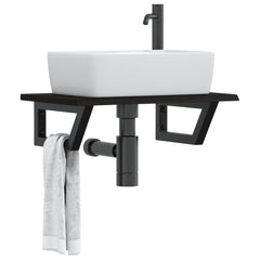 vidaXL Basin Shelf Wall Mounted Steel and Solid Wood Oak 1