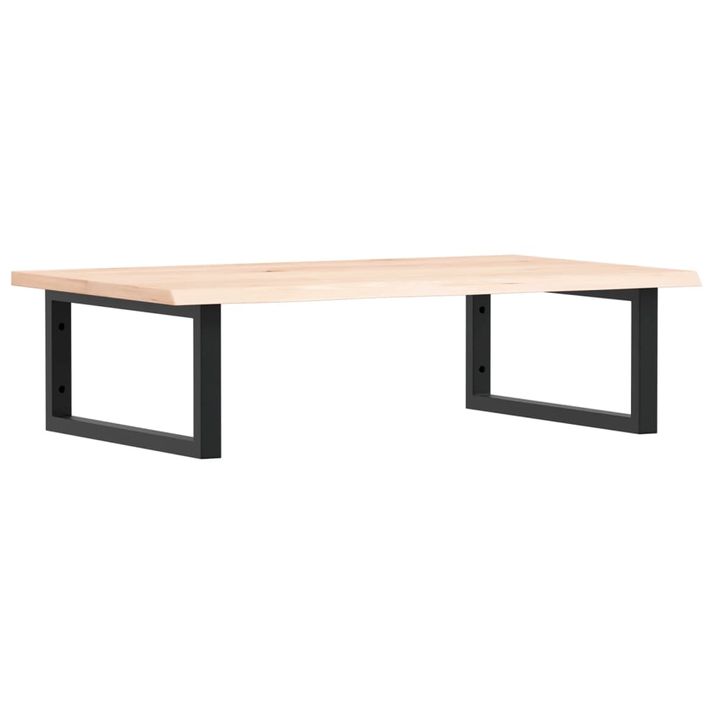 Basin Shelf Wall Mounted Steel and Solid Wood Oak Rectangular Depth 50 cm Width 80 cm Brown and black