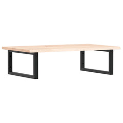 Basin Shelf Wall Mounted Steel and Solid Wood Oak Rectangular Depth 50 cm Width 80 cm Brown and black