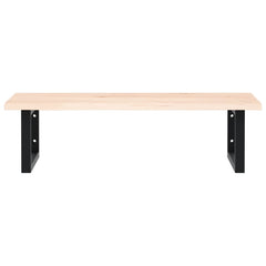 Basin Shelf Wall Mounted Steel and Solid Wood Oak Rectangular Depth 50 cm Width 80 cm Brown and black