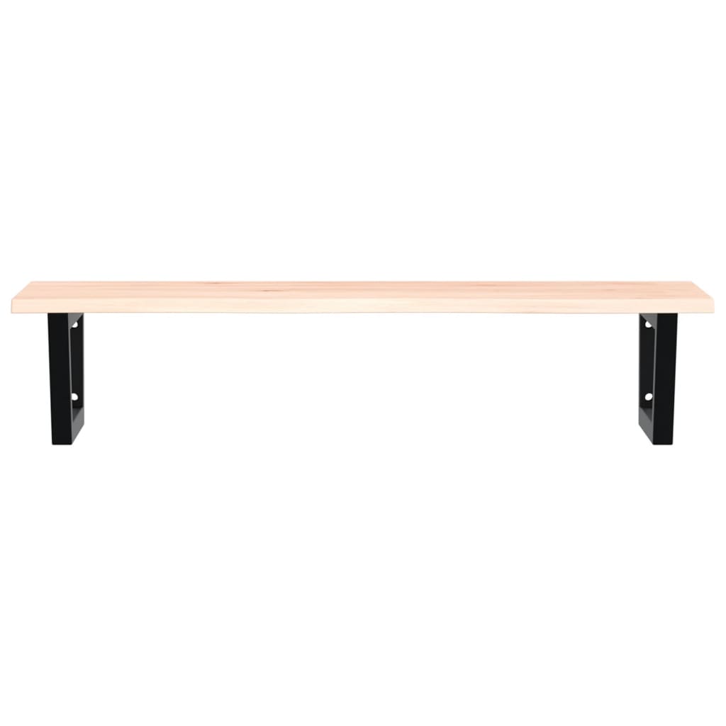 Basin Shelf Wall Mounted Steel and Solid Wood Oak Trapezium Depth 50 cm Width 100 cm Brown and black