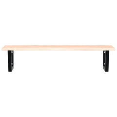 Basin Shelf Wall Mounted Steel and Solid Wood Oak Trapezium Depth 50 cm Width 100 cm Brown and black
