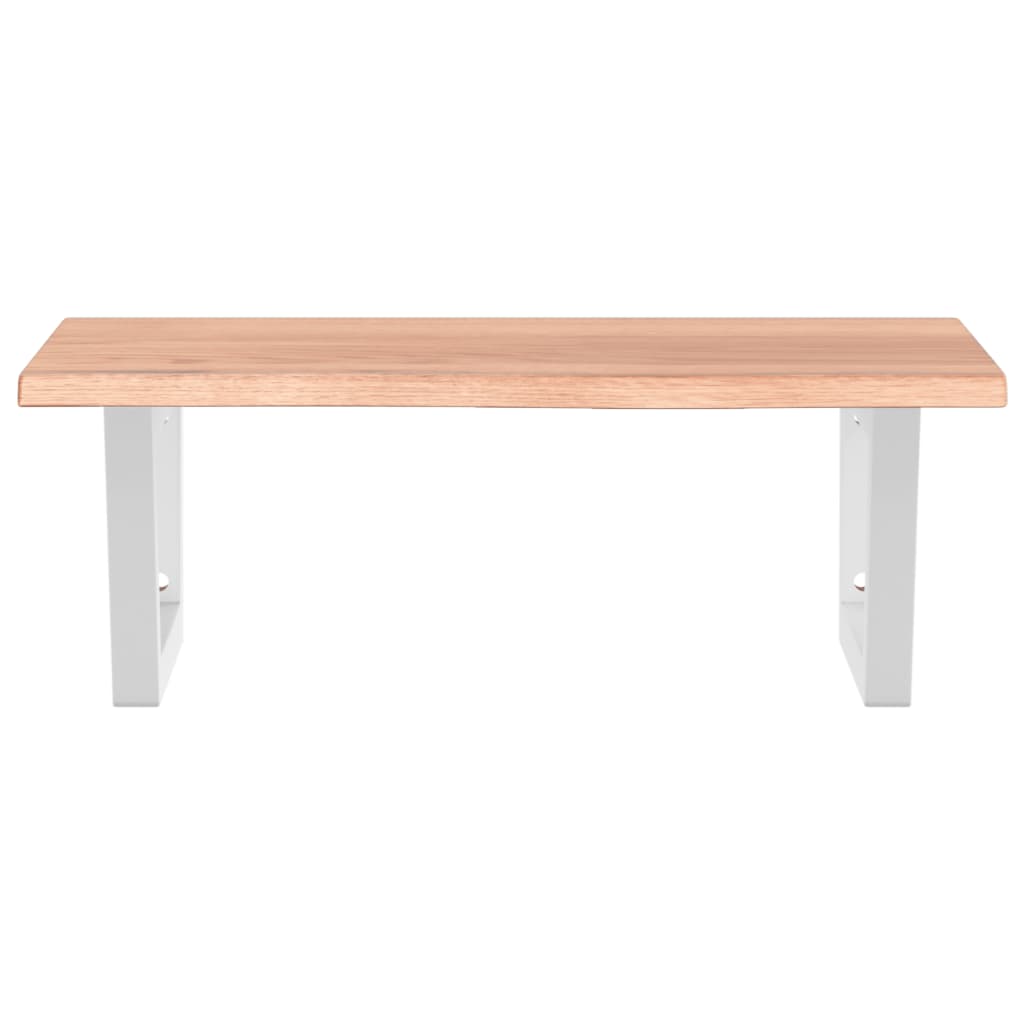 Basin Shelf Wall Mounted Steel and Solid Wood Oak Trapezium Depth 50 cm Width 60 cm Light brown and white