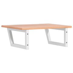 Basin Shelf Wall Mounted Steel and Solid Wood Oak Trapezium Depth 50 cm Width 60 cm Light brown and white