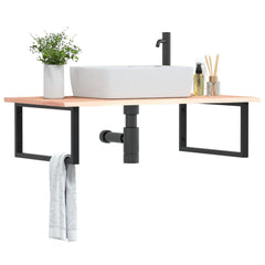 vidaXL Basin Shelf Wall Mounted Steel and Solid Wood Oak Rectangular Depth 60 cm