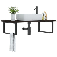 vidaXL Basin Shelf Wall Mounted Steel and Solid Wood Oak Rectangular Depth 60 cm