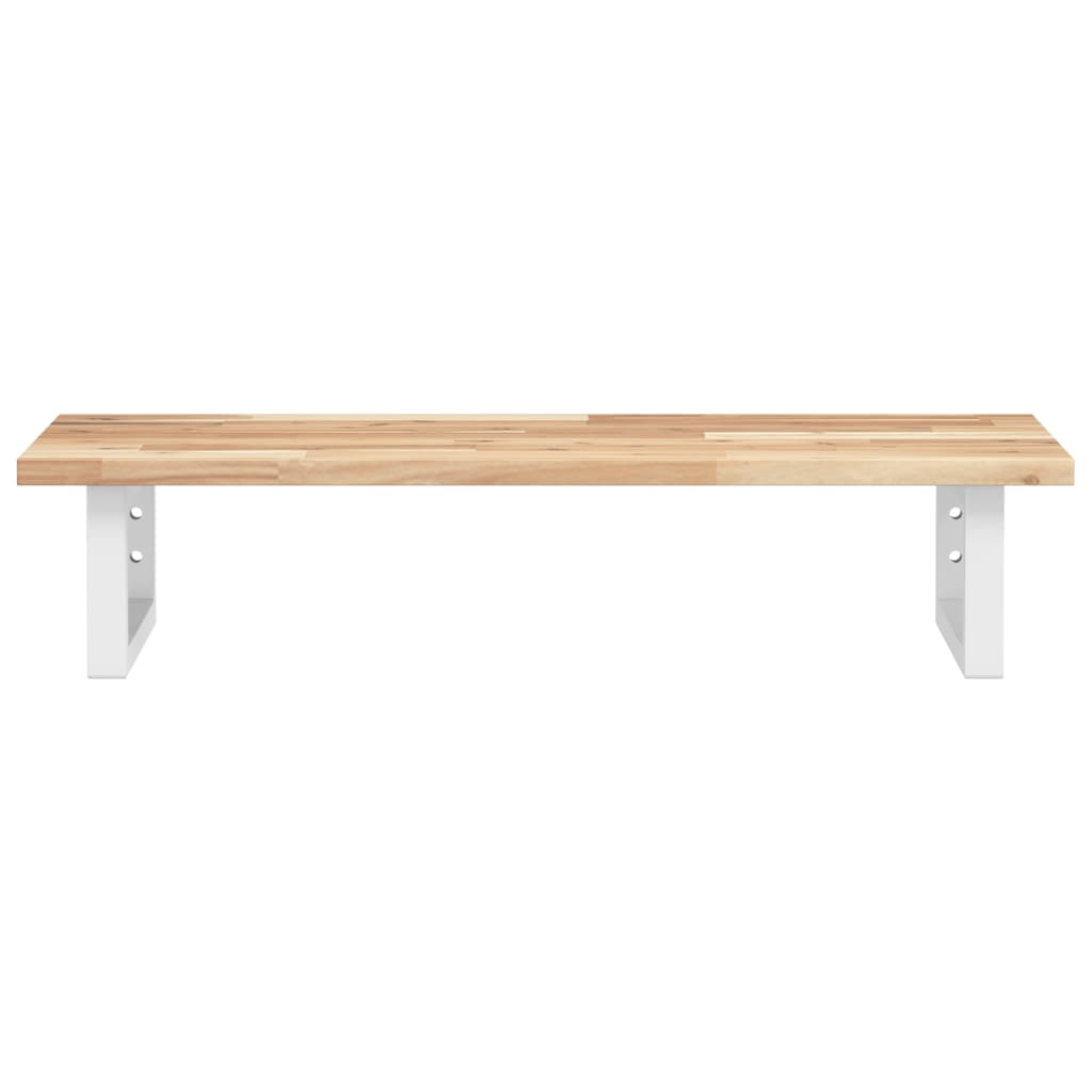 Basin Shelf Wall Mounted Steel and Solid Wood Acacia Rectangular Height 2 cm Brown and White 60 cm
