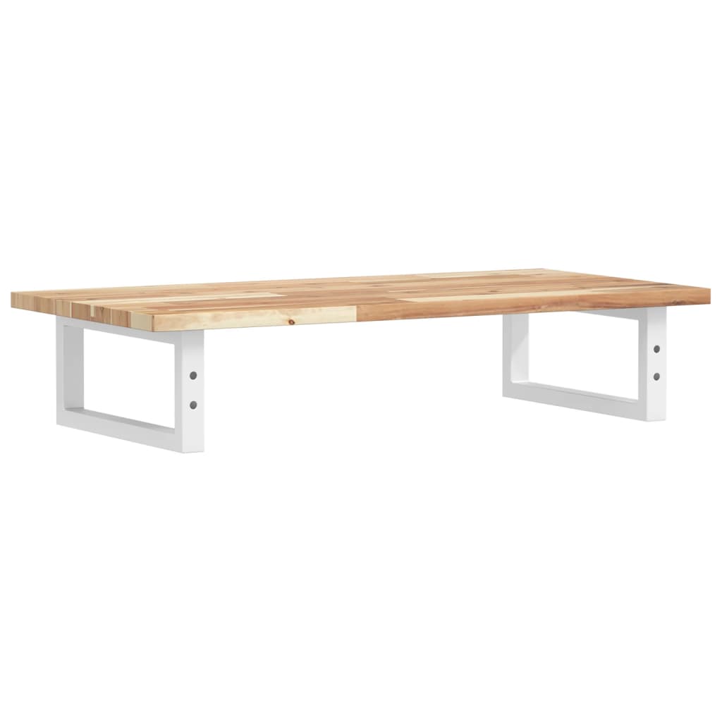 Basin Shelf Wall Mounted Steel and Solid Wood Acacia Rectangular Height 2 cm Brown and White 60 cm