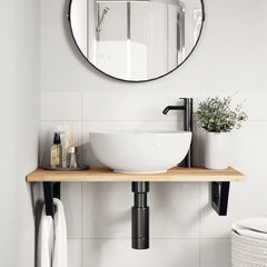 vidaXL Basin Shelf Wall Mounted Steel and Solid Wood Acacia 3