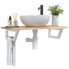 vidaXL Basin Shelf Wall Mounted Steel and Solid Wood Acacia 1
