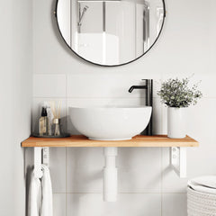 vidaXL Basin Shelf Wall Mounted Steel and Solid Wood Acacia 3