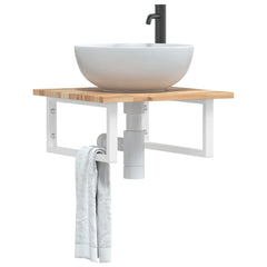 vidaXL Basin Shelf Wall Mounted Steel and Solid Wood Acacia 1