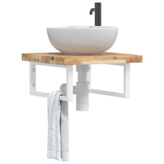 vidaXL Basin Shelf Wall Mounted Steel and Solid Wood Acacia 1