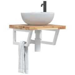 vidaXL Basin Shelf Wall Mounted Steel and Solid Wood Acacia 1