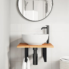 vidaXL Basin Shelf Wall Mounted Steel and Solid Wood Acacia 3
