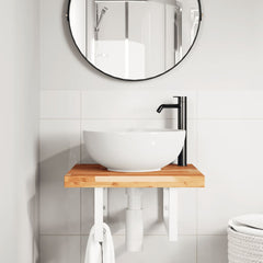 vidaXL Basin Shelf Wall Mounted Steel and Solid Wood Acacia 3