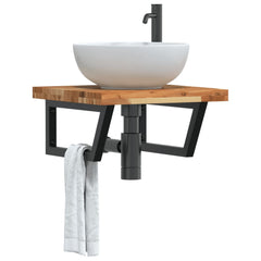 vidaXL Basin Shelf Wall Mounted Steel and Solid Wood Acacia 1